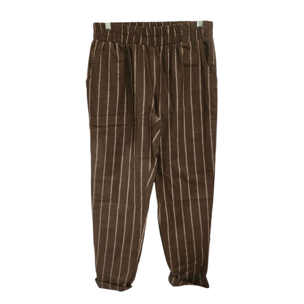 Final Touch Pants M Flannel Striped Pockets Soft Cozy NWT
